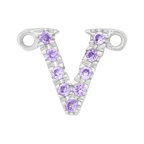 Lilac Sapphire + 14k White Gold Letter Charm