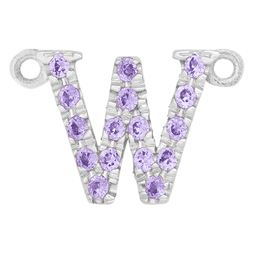 Lilac Sapphire + 14k White Gold Letter Charm