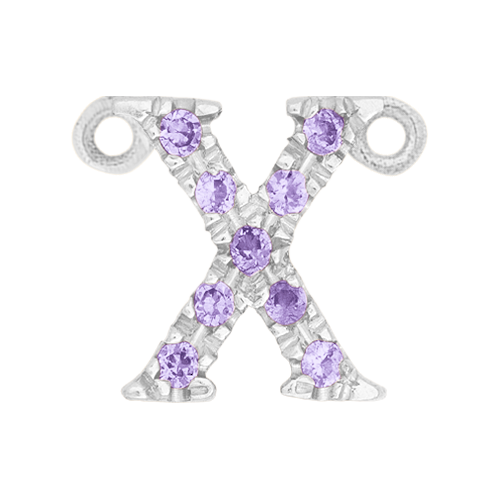 Lilac Sapphire + 14k White Gold Letter Charm