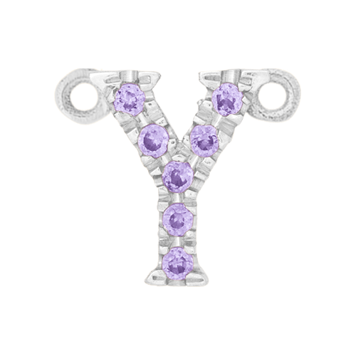 Lilac Sapphire + 14k White Gold Letter Charm