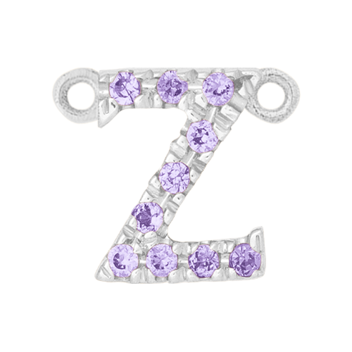 Lilac Sapphire + 14k White Gold Letter Charm