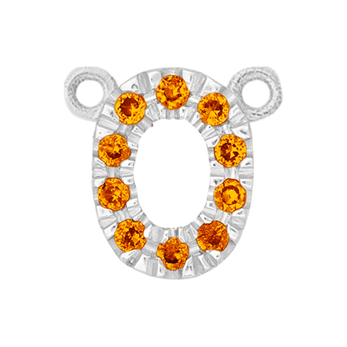 Orange Sapphire + 14k White Gold Number Charm