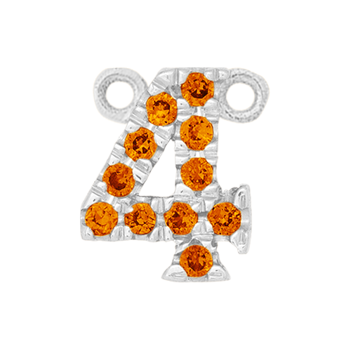Orange Sapphire + 14k White Gold Number Charm