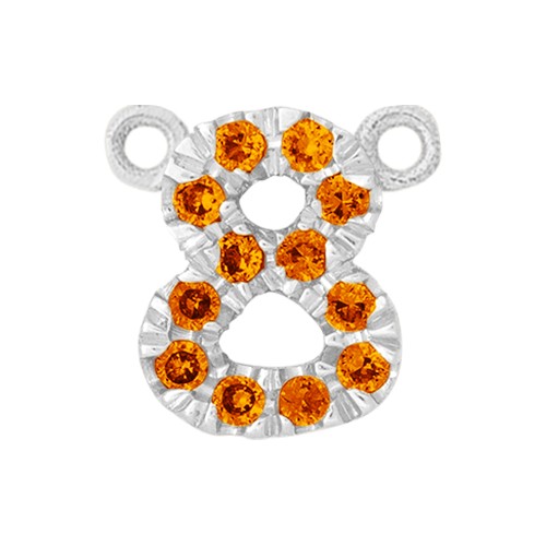 Orange Sapphire + 14k White Gold Number Charm