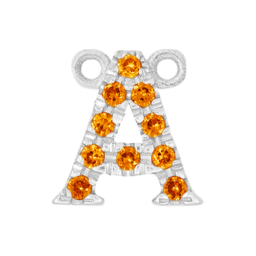 Orange Sapphire + 14k White Gold Letter Charm