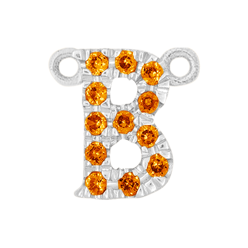 Orange Sapphire + 14k White Gold Letter Charm
