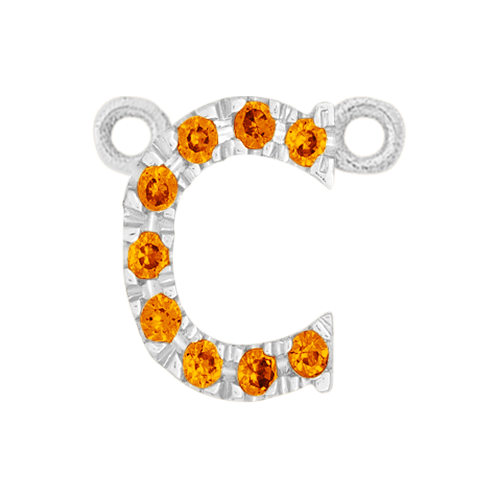 Orange Sapphire + 14k White Gold Letter Charm