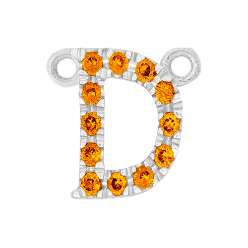 Orange Sapphire + 14k White Gold Letter Charm