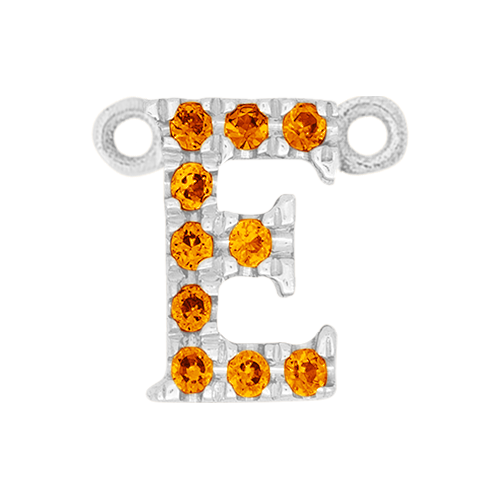 Orange Sapphire + 14k White Gold Letter Charm