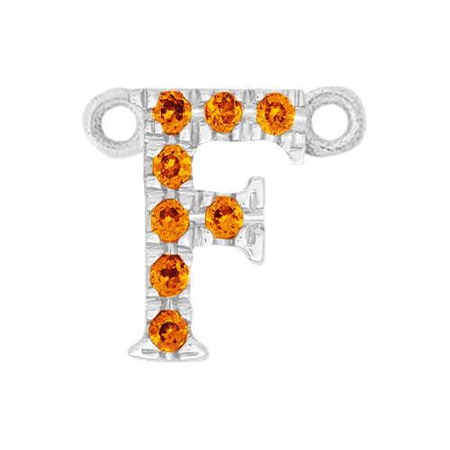 Orange Sapphire + 14k White Gold Letter Charm