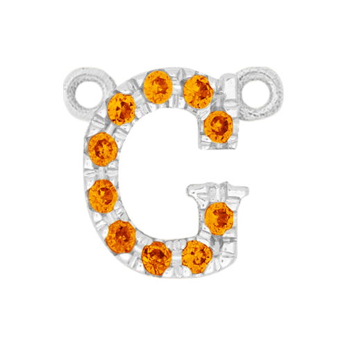 Orange Sapphire + 14k White Gold Letter Charm