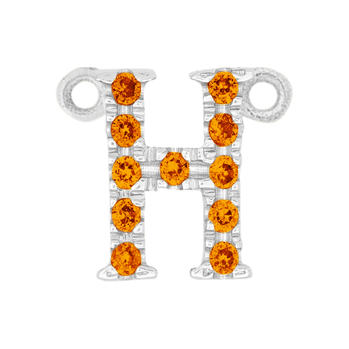 Orange Sapphire + 14k White Gold Letter Charm