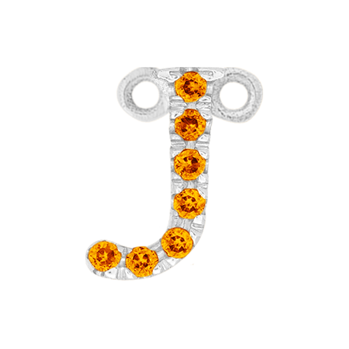 Orange Sapphire + 14k White Gold Letter Charm