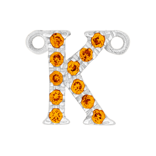 Orange Sapphire + 14k White Gold Letter Charm