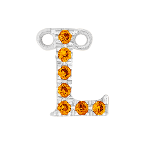 Orange Sapphire + 14k White Gold Letter Charm