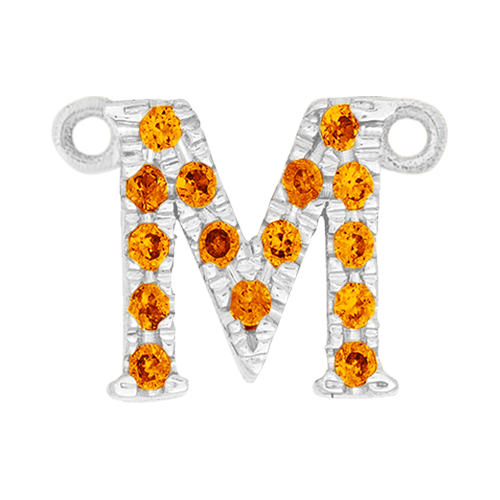 Orange Sapphire + 14k White Gold Letter Charm