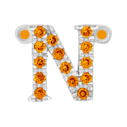 Orange Sapphire + 14k White Gold Letter Charm
