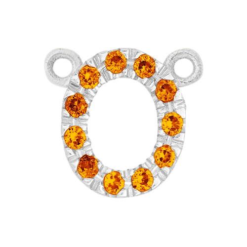 Orange Sapphire + 14k White Gold Letter Charm