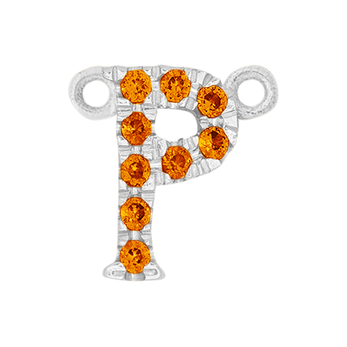Orange Sapphire + 14k White Gold Letter Charm