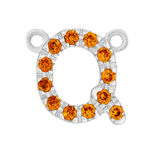 Orange Sapphire + 14k White Gold Letter Charm