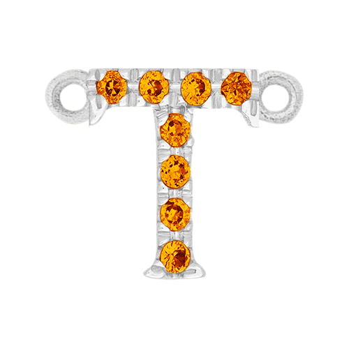Orange Sapphire + 14k White Gold Letter Charm