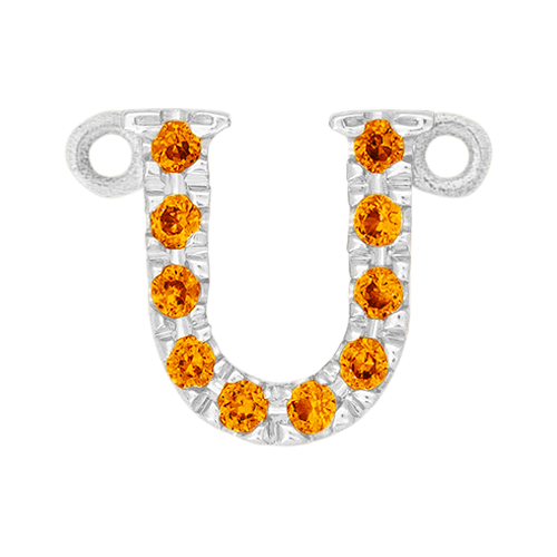 Orange Sapphire + 14k White Gold Letter Charm