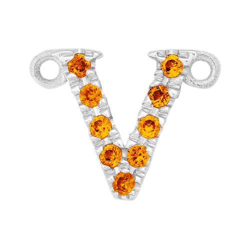 Orange Sapphire + 14k White Gold Letter Charm