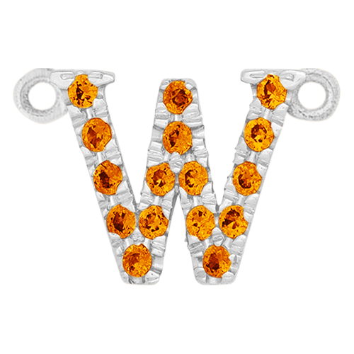Orange Sapphire + 14k White Gold Letter Charm