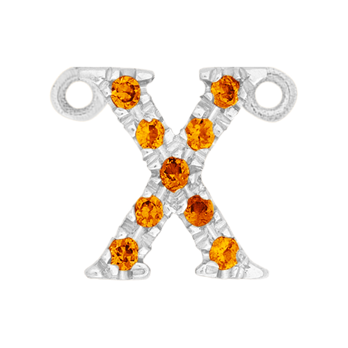Orange Sapphire + 14k White Gold Letter Charm