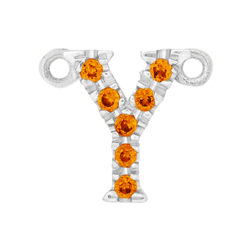 Orange Sapphire + 14k White Gold Letter Charm
