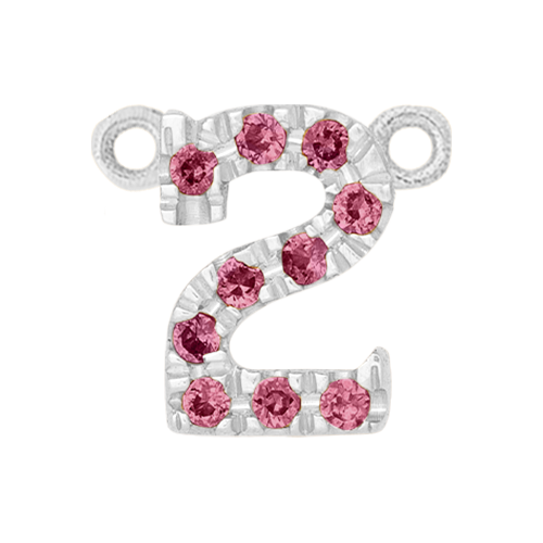Pink Sapphire + 14k White Gold Number Charm