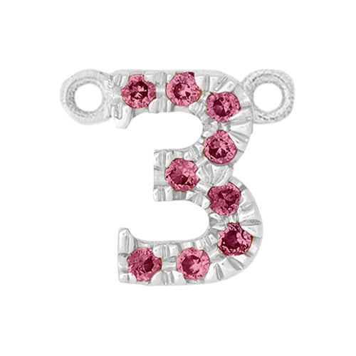 Pink Sapphire + 14k White Gold Number Charm