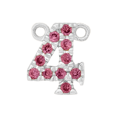 Pink Sapphire + 14k White Gold Number Charm