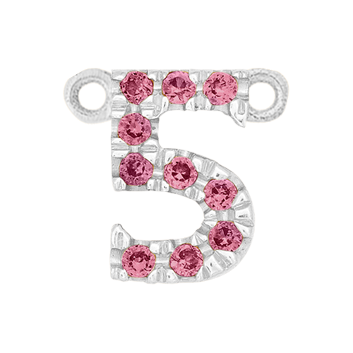 Pink Sapphire + 14k White Gold Number Charm