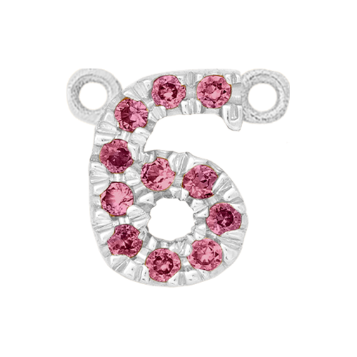 Pink Sapphire + 14k White Gold Number Charm