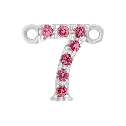 Pink Sapphire + 14k White Gold Number Charm
