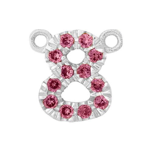 Pink Sapphire + 14k White Gold Number Charm