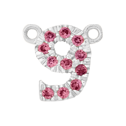 Pink Sapphire + 14k White Gold Number Charm