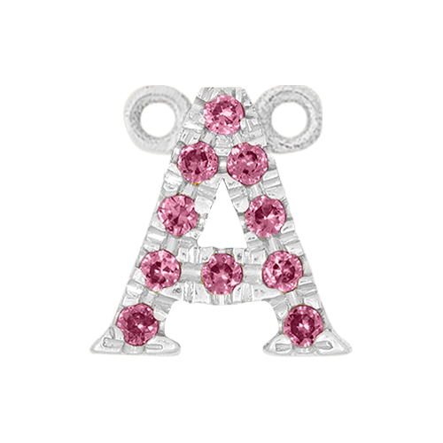 Pink Sapphire + 14k White Gold Letter Charm