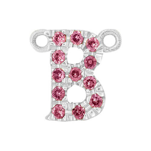Pink Sapphire + 14k White Gold Letter Charm