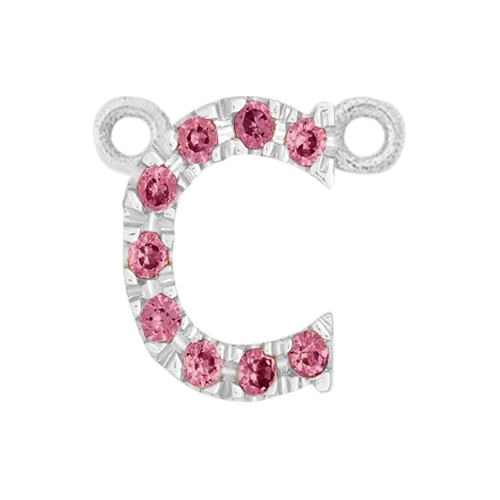 Pink Sapphire + 14k White Gold Letter Charm
