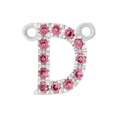 Pink Sapphire + 14k White Gold Letter Charm
