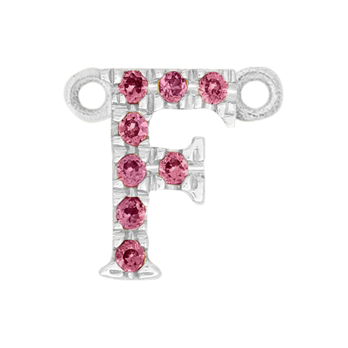 Pink Sapphire + 14k White Gold Letter Charm
