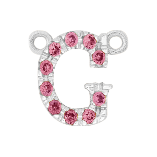 Pink Sapphire + 14k White Gold Letter Charm