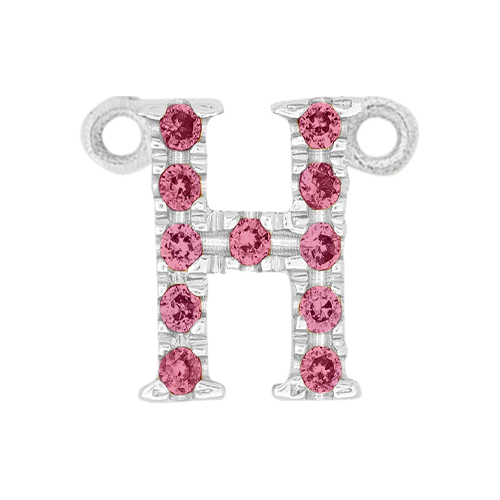 Pink Sapphire + 14k White Gold Letter Charm