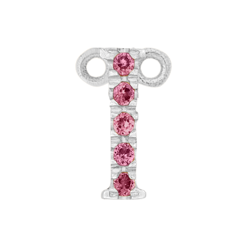 Pink Sapphire + 14k White Gold Letter Charm