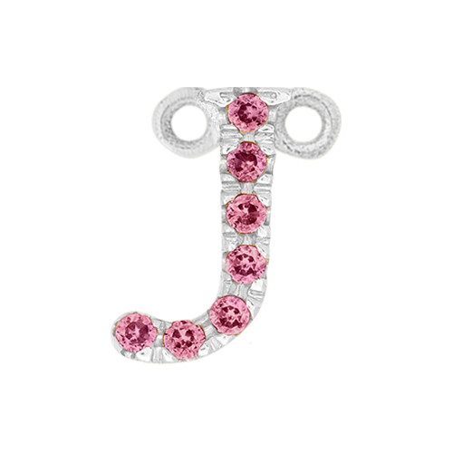 Pink Sapphire + 14k White Gold Letter Charm