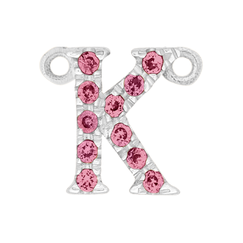 Pink Sapphire + 14k White Gold Letter Charm