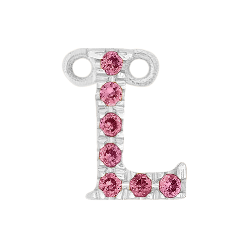 Pink Sapphire + 14k White Gold Letter Charm