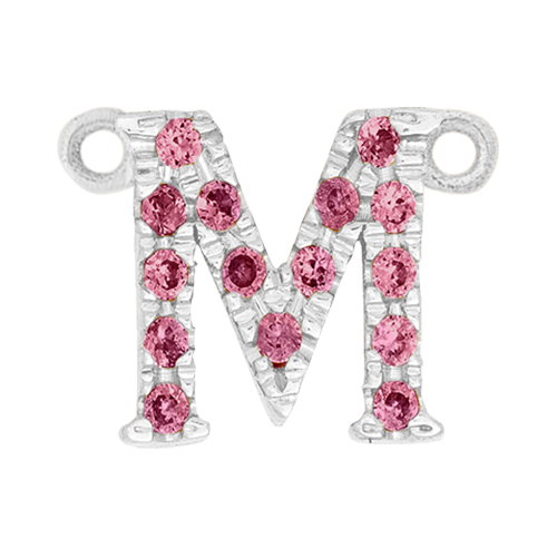 Pink Sapphire + 14k White Gold Letter Charm